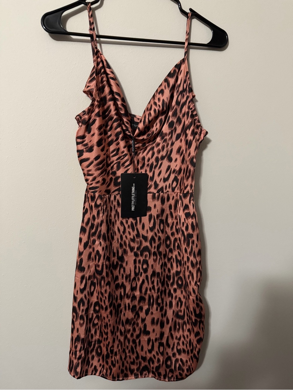 PrettyLittleThing Leopard Print Mini Slip Dress Spaghetti Straps 10 NWT